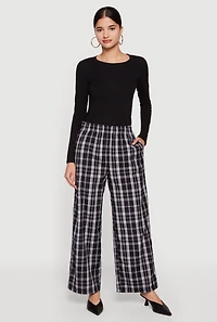 Plaid Wide Leg Pants