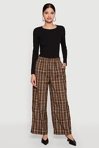 Plaid Wide Leg Pants