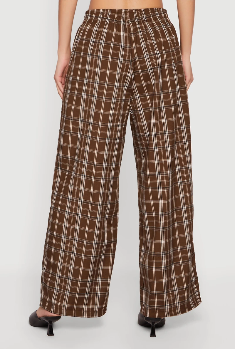 Plaid Wide Leg Pants