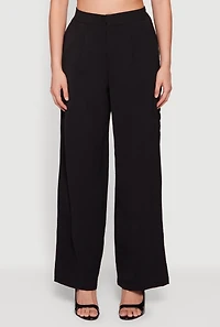 Crepe Knit Pleated Wide Leg Pants
