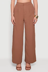 Crepe Knit Pleated Wide Leg Pants