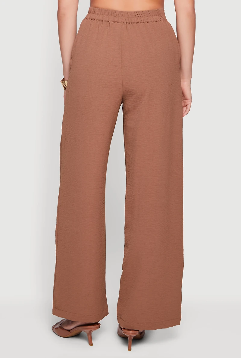 Crepe Knit Pleated Wide Leg Pants