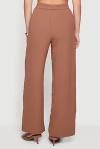 Crepe Knit Pleated Wide Leg Pants
