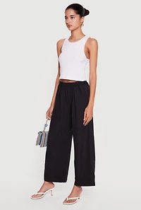 High Waisted Pleated Front Wide Leg Pants