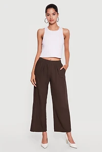 High Waisted Pleated Front Wide Leg Pants