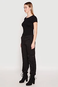 Toggle Drawstring Hem Cargo Pants
