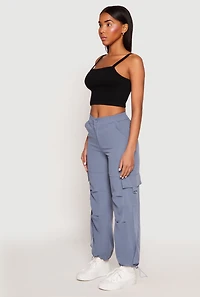 Womens Toggle Drawstring Hem Cargo Pants, Blue, Size M