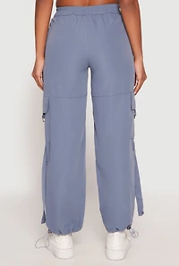 Womens Toggle Drawstring Hem Cargo Pants, Blue, Size M