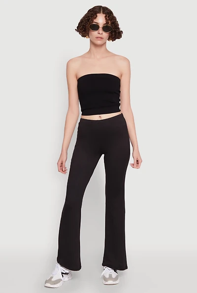Womens High Waist Flared Yoga Pants, Black,