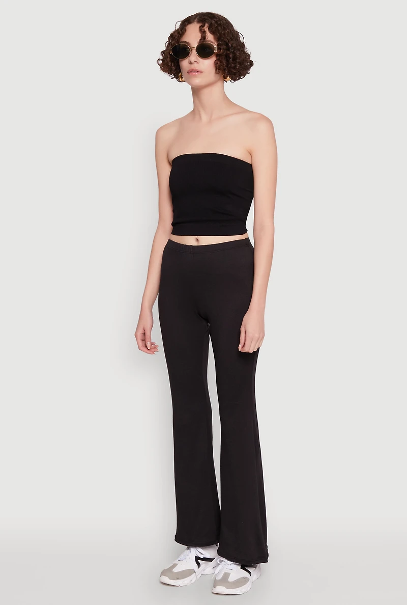 Womens High Waist Flared Yoga Pants, Black, Size L