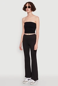 Womens High Waist Flared Yoga Pants, Black, Size L