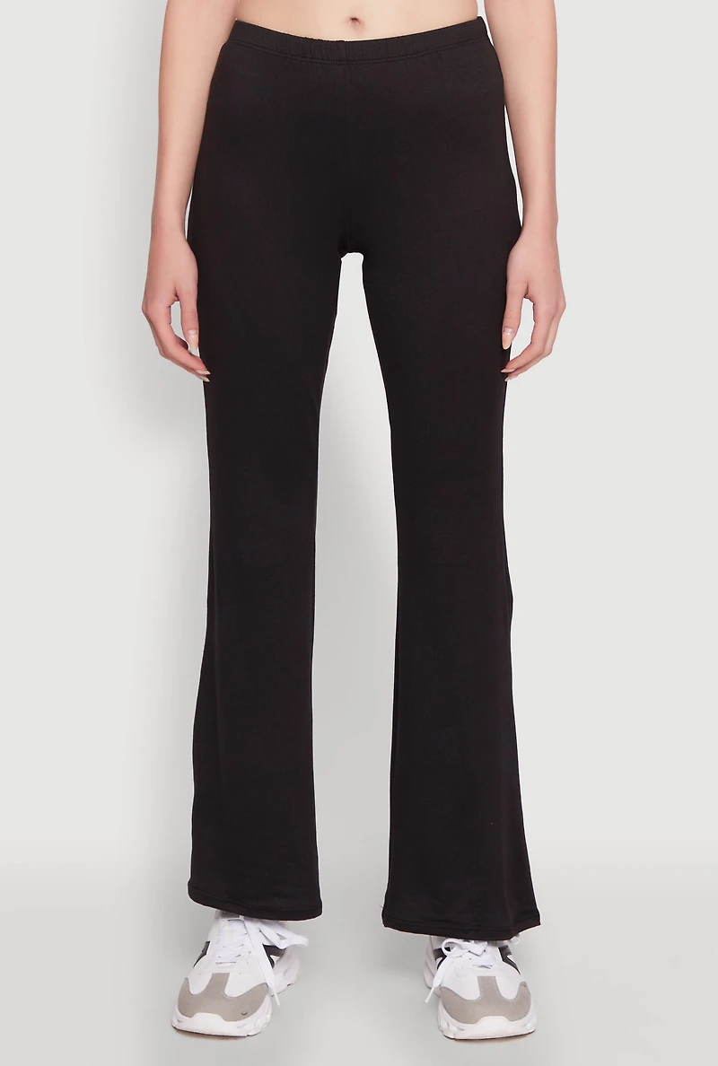 Womens High Waist Flared Yoga Pants, Black, Size L