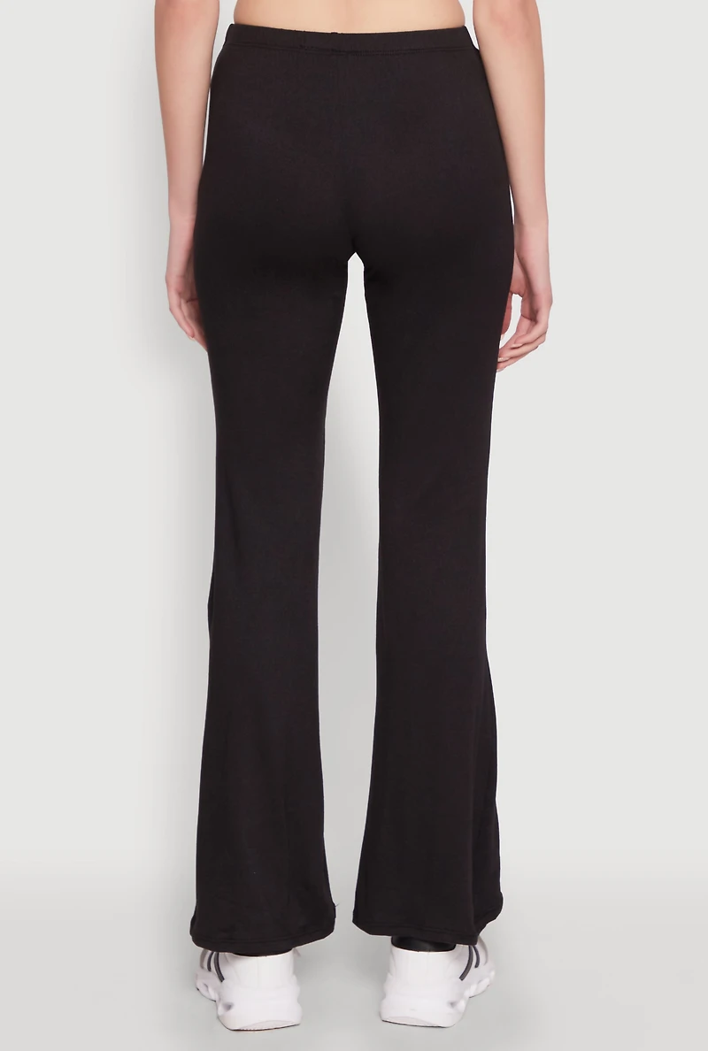 Womens High Waist Flared Yoga Pants, Black, Size L