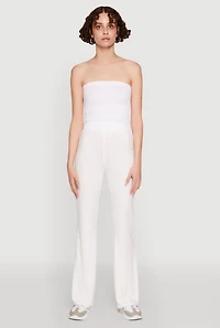 Womens High Waist Flared Yoga Pants, White, Size M
