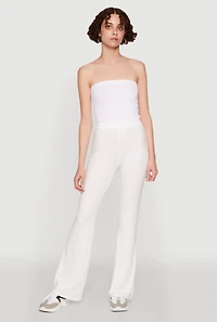 Womens High Waist Flared Yoga Pants, White, Size M