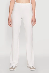 Womens High Waist Flared Yoga Pants, White, Size M