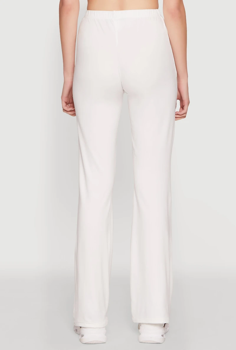 Womens High Waist Flared Yoga Pants, White, Size M
