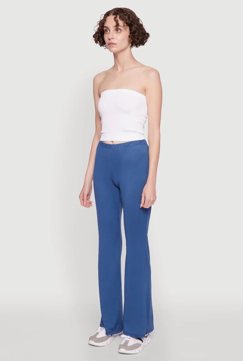 Womens High Waist Flared Yoga Pants, Blue, Size L