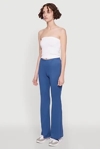Womens High Waist Flared Yoga Pants, Blue, Size L