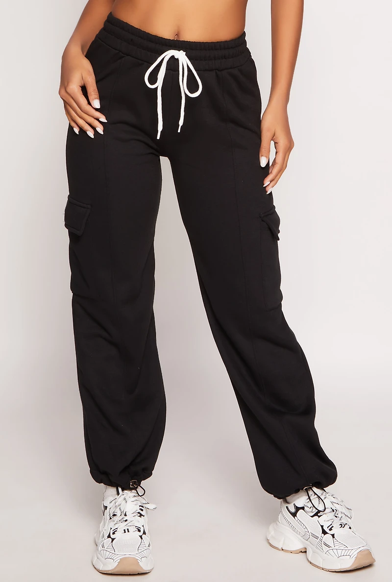 Toggle Drawstring Hem Cargo Sweatpants