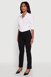 Womens Solid Slim Leg Dress Pants, Black, Size XL