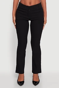 Womens Solid Slim Leg Dress Pants, Black, Size XL
