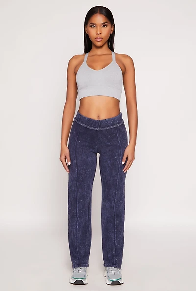 Fleece Acid Wash Pintuck Sweatpants