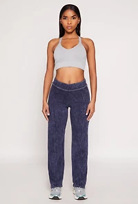 Fleece Acid Wash Pintuck Sweatpants