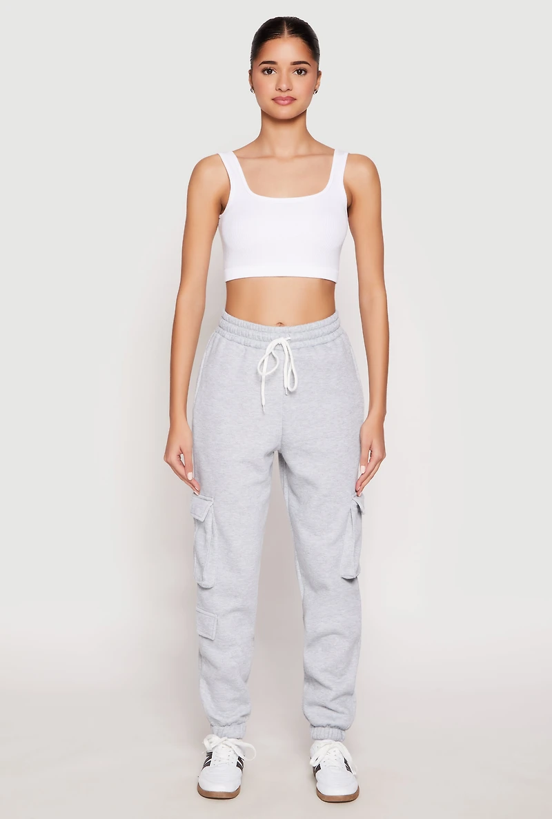 Fleece Cargo Pocket Drawstring Sweatpants