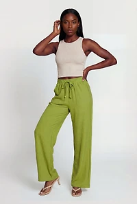Crepe Knit Drawstring Waist Straight Leg Pants