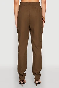 Womens Linen Cargo Pants, M