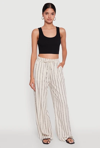 Womens Striped High Waisted Palazzo Pants, Multi, Size S