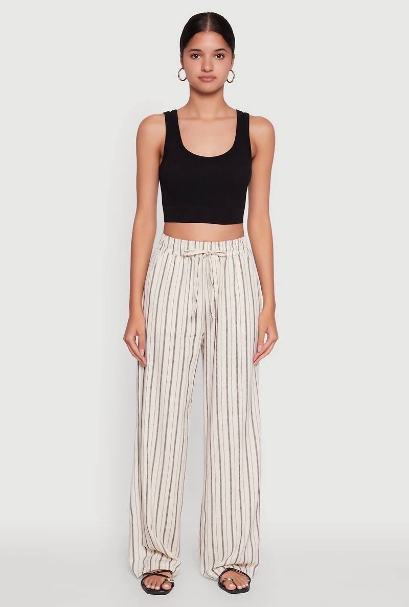 Womens Striped High Waisted Palazzo Pants, Multi, Size S