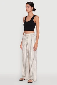 Womens Striped High Waisted Palazzo Pants, Multi, Size S