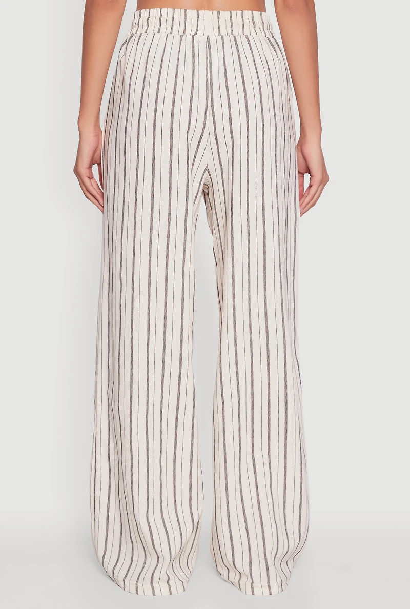 Womens Striped High Waisted Palazzo Pants, Multi, Size S