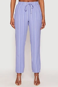 Womens Drawstring Striped Dress Pants, Blue, Size L