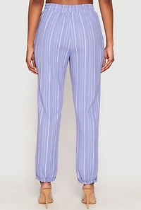 Womens Drawstring Striped Dress Pants, Blue, Size L