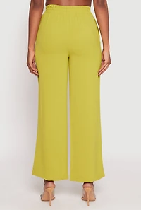 Womens Faux Drawstring Dress Pants, Green, Size M