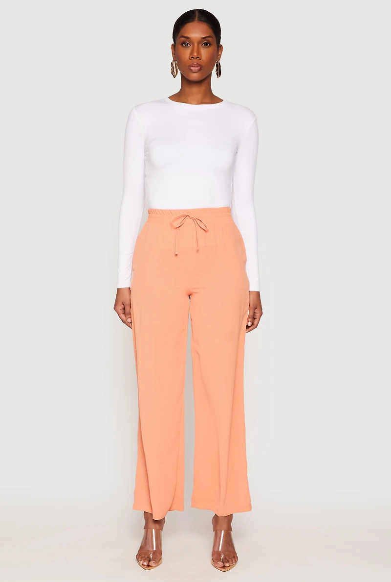 Womens Faux Drawstring Dress Pants, Orange, Size M
