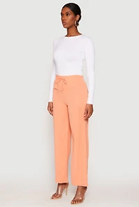 Womens Faux Drawstring Dress Pants, Orange, Size M