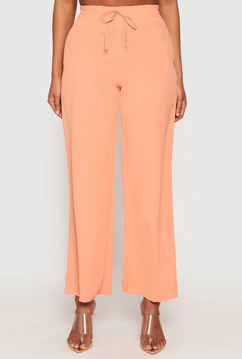 Womens Faux Drawstring Dress Pants, Orange, Size M