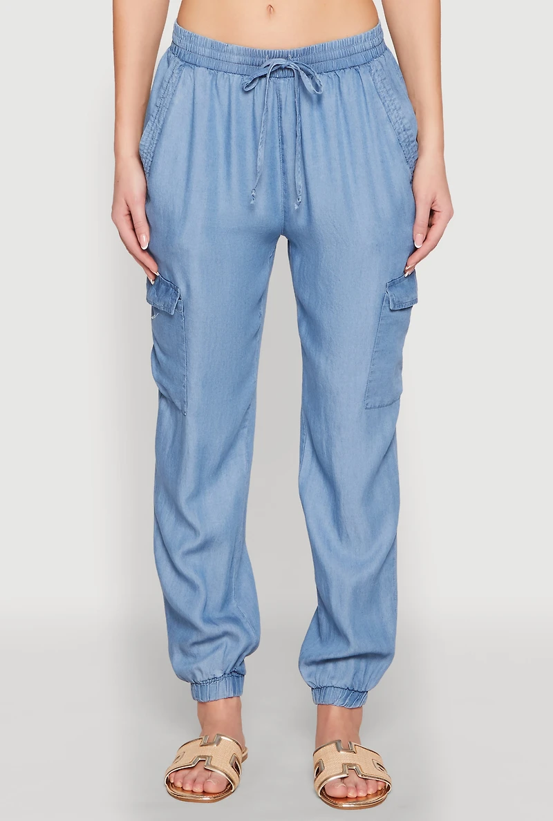 Chambray Cargo Joggers