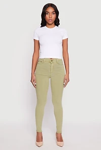 Acid Wash Twill Skinny Leg Pants