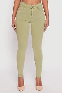 Acid Wash Twill Skinny Leg Pants