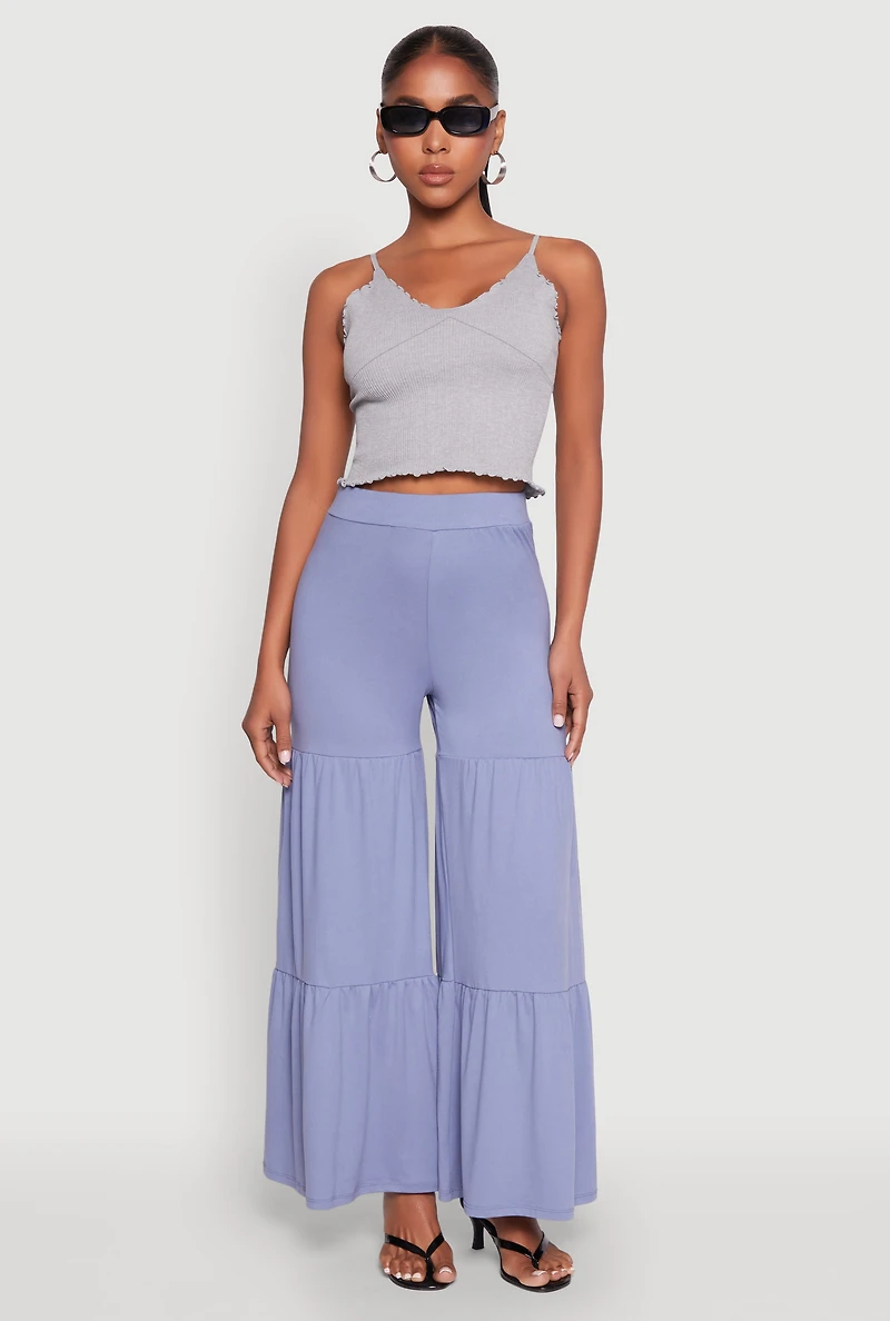 High Waisted Tiered Palazzo Pants