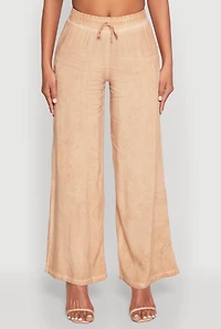 Womens Mineral Wash Palazzo Pants, Khaki, Size S