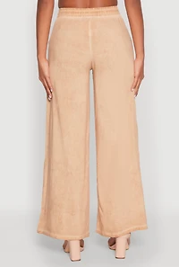 Womens Mineral Wash Palazzo Pants, Khaki, Size S