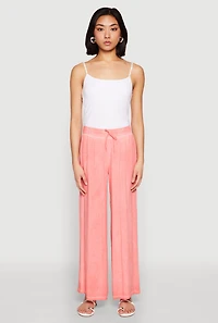 Womens Mineral Wash Palazzo Pants, Pink, Size XL