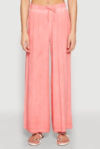 Womens Mineral Wash Palazzo Pants, Pink, Size XL