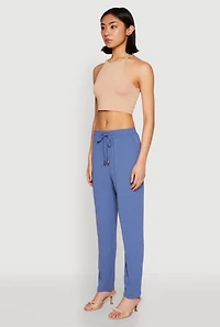 Airy Drawstring Waist Pintuck Pants